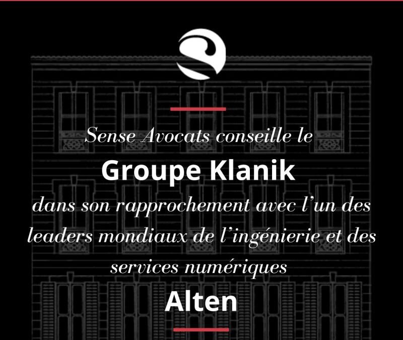 Sense Avocats conseille le Groupe Klanik dans son rapprochement avec Alten